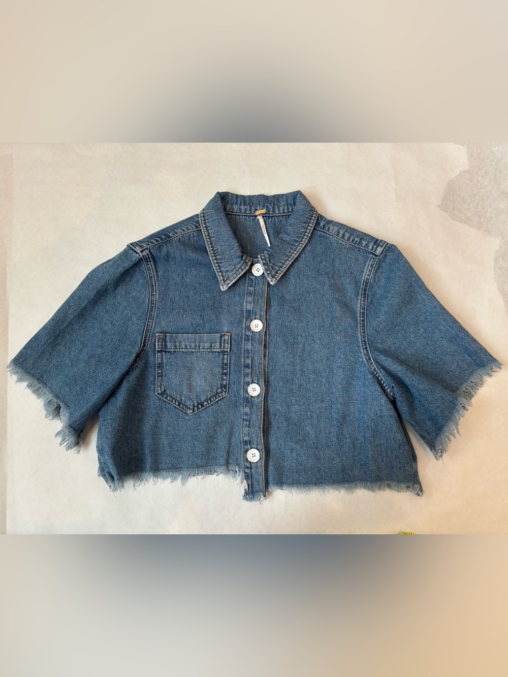 Free People Cropped Denim Coastal Cowgirl Shirt size 6